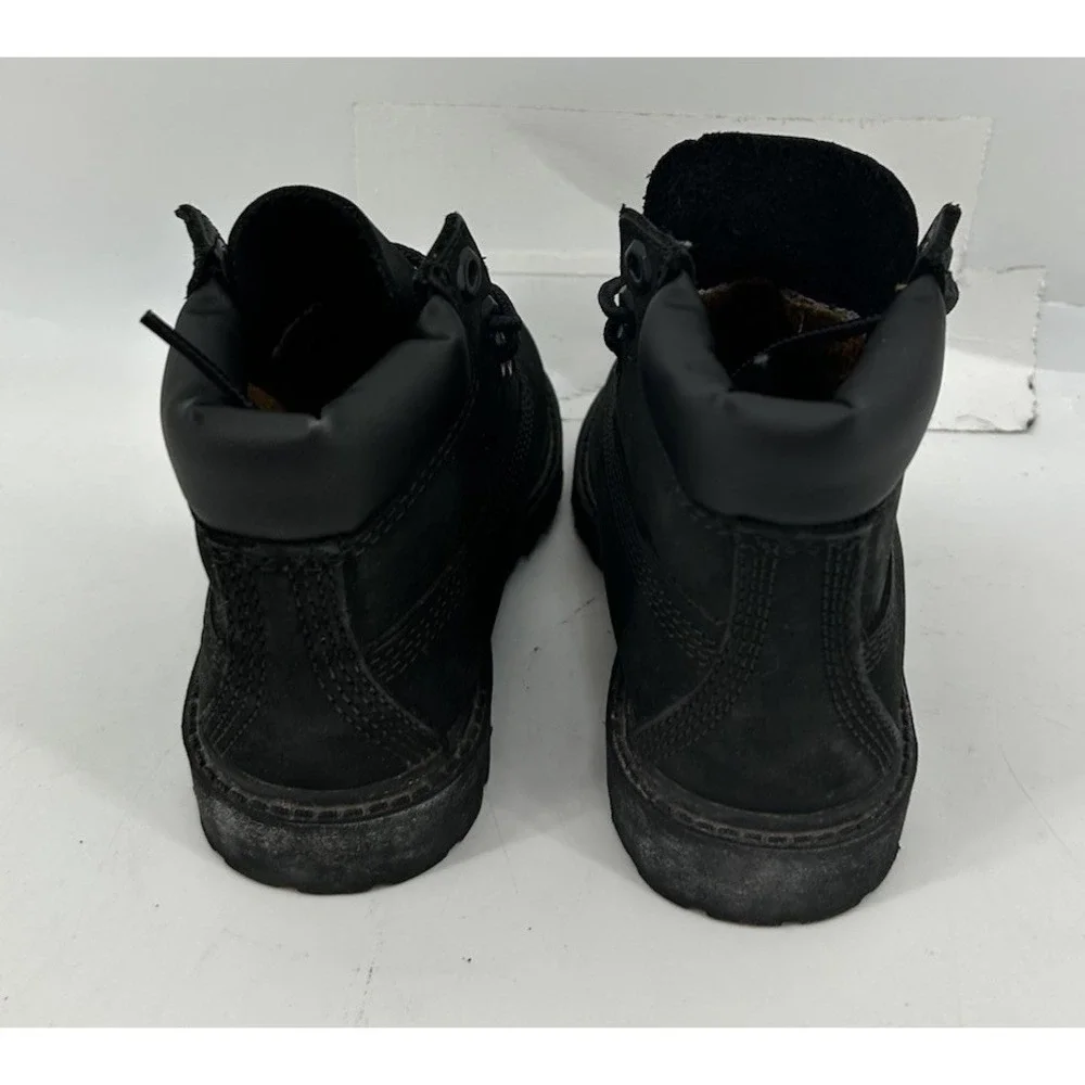 Timberland 12897 Black Leather Combat Boots Kids Size 7M